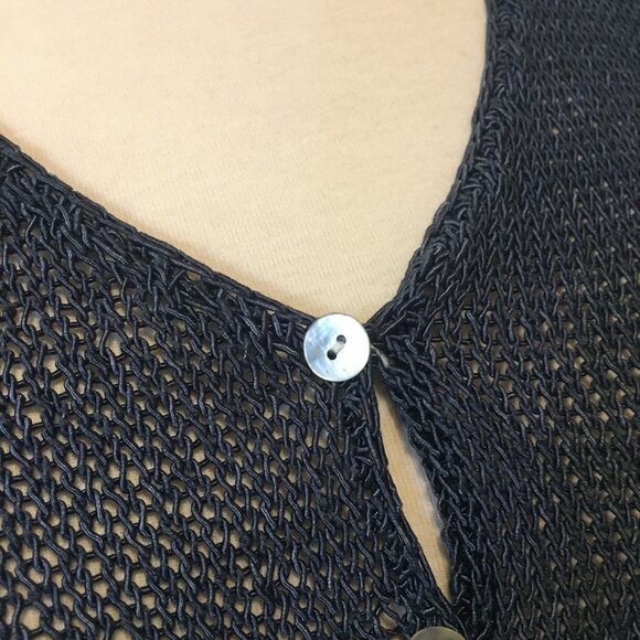 Vintage Colour Works Blue Sleeveless Mother of Pearl Button Knit Cardigan - Picture 6 of 14